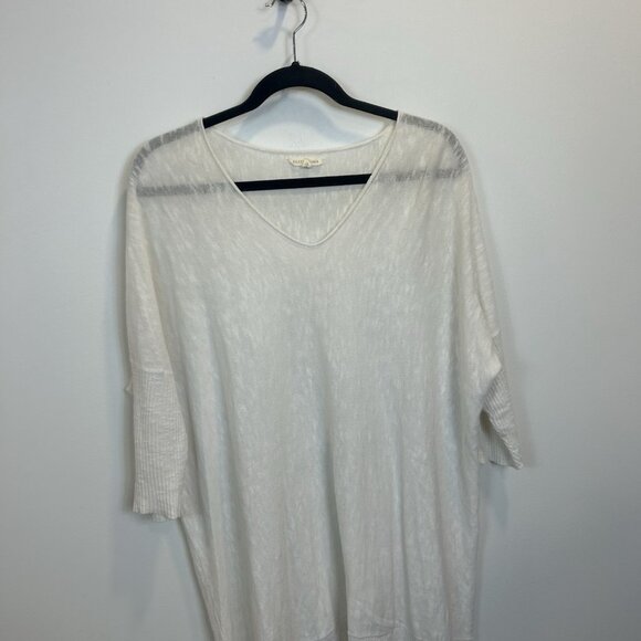 Eileen Fisher Linen Blend V-neck Dolman Sleeves Oversize Boxy Top Small - Picture 2 of 9